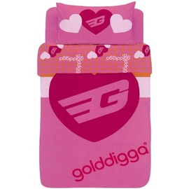 Golddigga 'Pink Banded Heart' Single Bedding Set - Great Gift Idea - Children's Designer Bedding