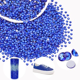 2000PCS SS12/3mm Crystal Rhinestones (Blue/Sapphire), Bedazzling Flatback Glass Rhinestones for Crafting DIY Nail Art Makeup Decoration, Gems Diomand Charms for Tumbler Shoes Clothing Mug