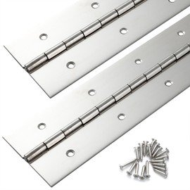 2 Pack Marine Grade Heavy Duty Piano Hinge 24 Inch x 2 Inch Width, True 0.060'' Thick Stainless Steel Piano Hinge for Heavy Duty Cabinet, Door, Toolbox, Metal Plate, Furniture, Industrial Project