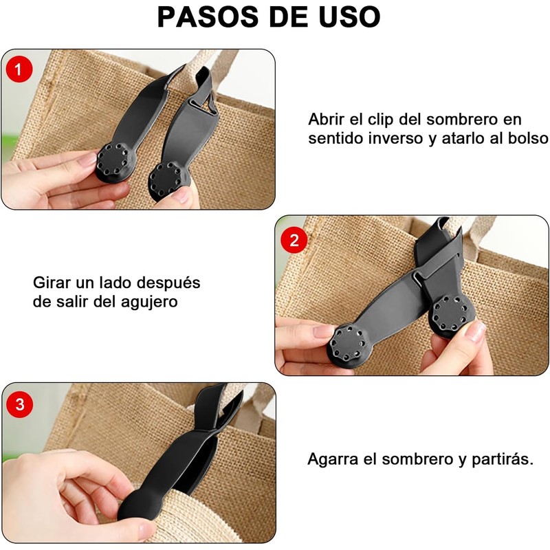 Clip Magnético para Sombreros de Viaje, Silicona, 2 Piezas Manos