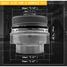 OXCANO - Conjunto de tapa de filtro de aceite de motor y 64 mm x 14 flautas, herramienta de extracción de llave de filtro de aceite reemplaza 15620-31060 15643-31050 compatible con Toyota 4Runner
