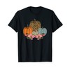 Vintage Pumpkin Fall Leopard Print Rustic Boho Style Autumn T-Shirt