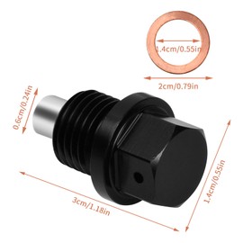 Black Oil Pan Screw Universal M14 x 1.5 Oil Drain Plug Magnetic Oil Pan Aluminium Alloy Car Oil Plug with Seals for All Other Car Models with 14 x 1.5 Thread