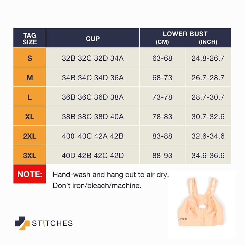 Stitches Medical Mastectomy - Brasier de compresión postoperatoria, Beige, XL