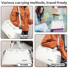 Damcyer Travel Bag Sports Bag Women's Travel Bag Large 48 x 23 x 27 cm Sports Bag with Shoe Compartment and Wet Compartment Waterproof Handbag Duffle Bag for Sports and Travel for Men and Women 1,