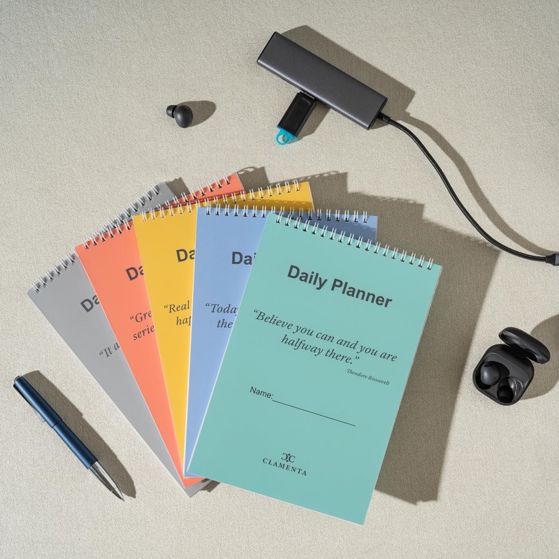 Daily Planner Notebook, To Do List Notepad, Spiral Notebook, Undated-52