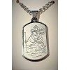 St. Christopher Stainless Steel Dogtag pendant, 24" chain