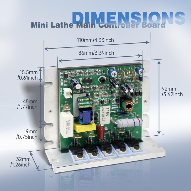YIDOFENG 110V Mini Lathe Main Control Board, PCB Board with
