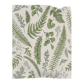 Zaueky Leaves Blanket Green Leaves Herbs and Fern Pattern Flannel Blanket Warm Cozy Throw Blanket for All Season Super Soft and Lightweight Blanket (30X40Inch)