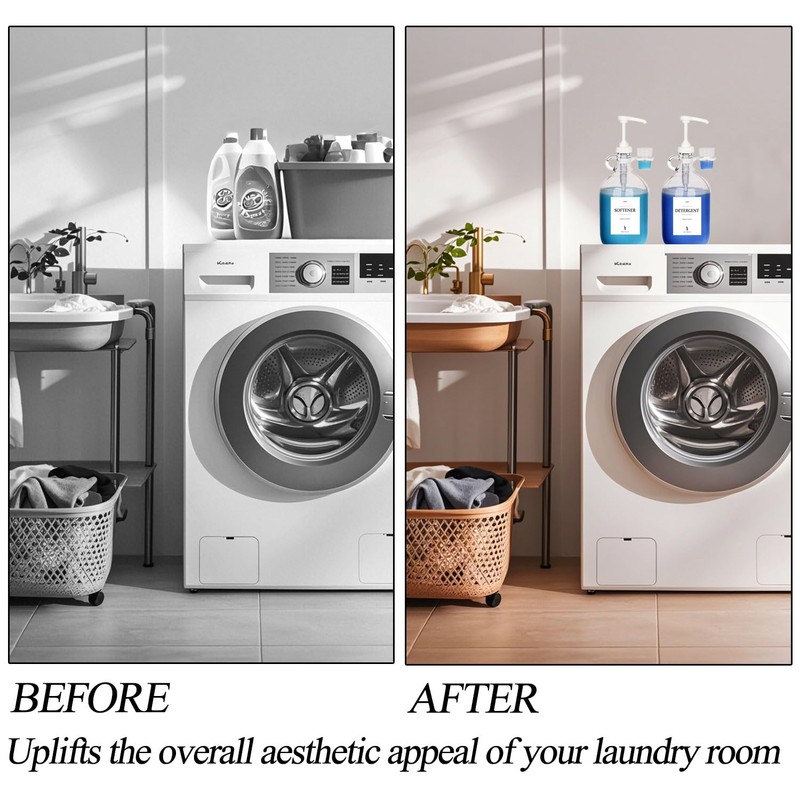 2 Pcs Glass Liquid Laundry Detergent Dispenser with Cup Holders,