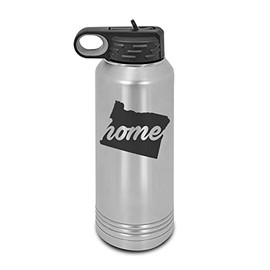 Oregon Home Laser Engraved Water Bottle Customizable Polar Camel Stainless Steel with Straw - State Shaped OR Love Stainless Steel 32 oz