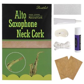 Zubehör für Altosaxophone, Ersatz-Set für Korken am Altosaxophon, 2 Saxophon-Korken, Klebstoff, Korkfett, Messer, Klebeband und Schleifpapier