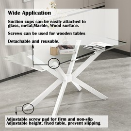 sumatos Modern Table Base Black 29" Metal Dining Table Legs with Suction Cups, Desk Base for Marble,Glass,Wood Top, Furniture Legs for Coffee Table, End Table, Home,Kitchen, Office (White)