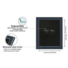VIOLABBEY 8x10 Picture Frames Navy Blue Set of 2, Modern Style 8 by 10 Photo Frame, High Definition Tempered Real Glass, Wall or Tabletop Display