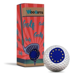 Destination Vinyl Ltd 3 x Golf Balls in the Box - EU Europe Flag Map Joke Funny Golfing Golfer Fan Club Sport Wedding Dad Husband Friend Men Boys Ball Gift #9022