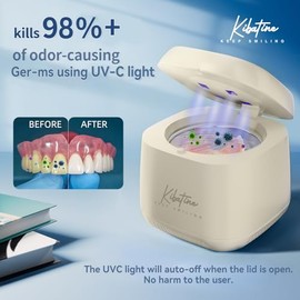 Máquina limpiadora ultrasónica para retenedores con 4 luces UV para alineadores de dentaduras postizas, protectores bucales, joyas y anillos; limpiador ultrasónico para todo tipo de aparatos