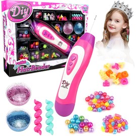 agctrler Hair Accessories Girls Toy, Hair Braiding Machine Girls Set, Hair Braiding Machine DIY Braiding Aid Hair with Hair Beads Glitter, Hair Braiding Machine for Gift Girls from 5-12 Years