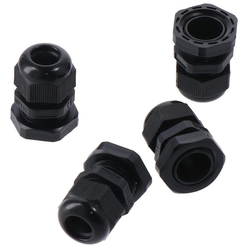 Fudeshe Conduit Fittings,Strain Relief Cord Connector 10 Pcs Plastic Black