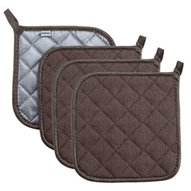 Joyhalo 4 Pack Pot Holders for Kitchen,Cotton Oven Holder with Great Heat Resistance,Non Slip Hot Pads for Kitchen Clearance,Brown