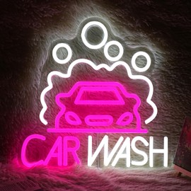 GNVETZLL Car Wash Neon Sign for Wall Decor Car Neon Light Dimmable Sedan LED Light Sign for Party Gas Station Service Area Auto Repair Shop Car Show