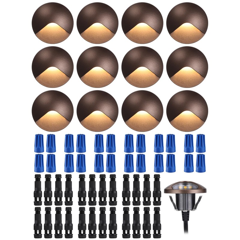 LEONLITE 12-Pack Recessed Low Voltage LED Deck Light Anti-Glare, 12-24V