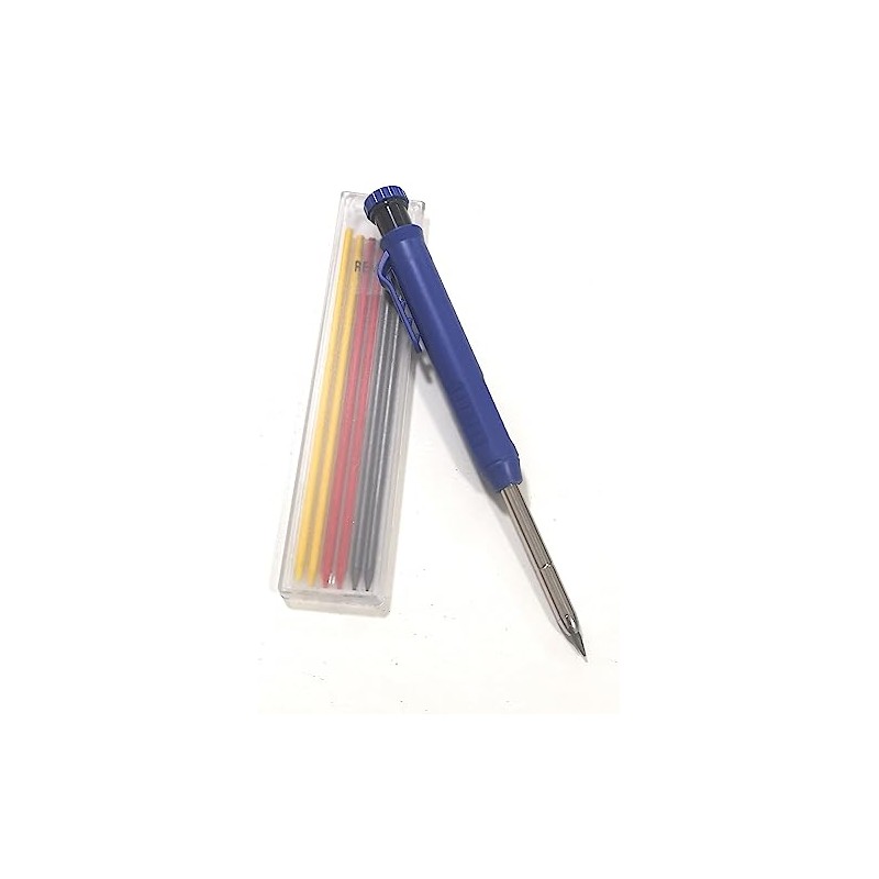 JEYEFFE Carpenter's Pencil with 7 Refills and Integrated Sharpener -