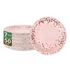 CENLBJ Pink & Rose Gold Dots Party Paper Plates, 50