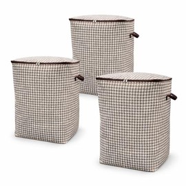 Bluelander Set de 3 Bolsas de Almacenamiento 50 * 50 * 70 cm, Organizadores para Clóset Plegables, Bolsas con Asas, Ideales para Ropa, Edredones y Alm