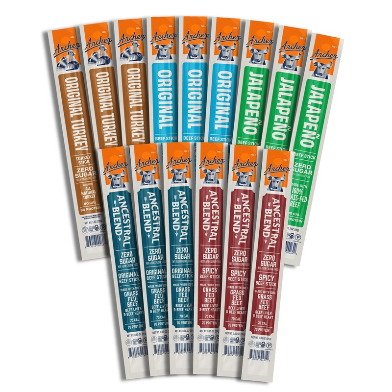Country Archer Grass-Fed Beef Jerky Sticks Variety Pack - Zero
