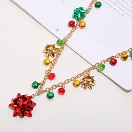 Candy Color Christmas Jingle Bell Cute Ornament Chain Dangle Drop Earrings Dainty Flower Bracelets Necklaces for Women Teen Girls Stocking Stuffers Hypoallergenic Party Gift for Daughter Set Christmas