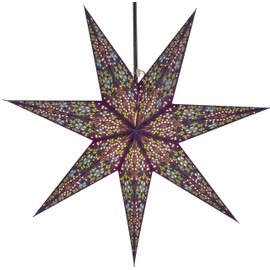 Guru-Shop Baldur Foldable Luminous Paper Star, Advent, Christmas Star, 60 cm - Window Decoration Star, 7 Tips