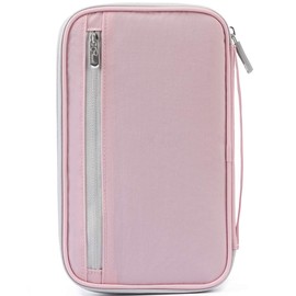 VanFn Family Passport Holder Travel Wallet RFID Blocking Travel Document Organiser Waterproof Holiday Passport Cover Men Women for ID Card, Credit Cards, Flight Tickets, Money, Coins (Pink)