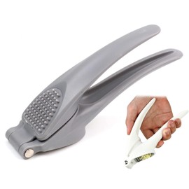 AGLOO Garlic Press 2024 New Garlic Mincer, Garlic Masher Crusher Easy Clean Design Kitchen Gadget, Ergonomic Handle, Stainless Steel (Grey)