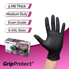 GripProtect Precise Black 5 Nitrile Exam Gloves | 5 Mil Thickness | Chemo-Rated | Medical, Law Enforcement, Tattoo, Dental, Janitorial, Food & Agriculture (L, 1,000)