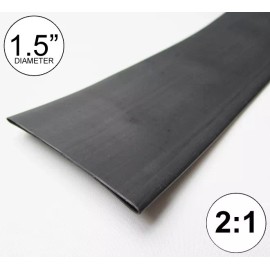 Yongli 1.5" ID Black Heat Shrink Tube 2:1 ratio wrap (2x24" = 4 feet) inch/ft/to 40mm