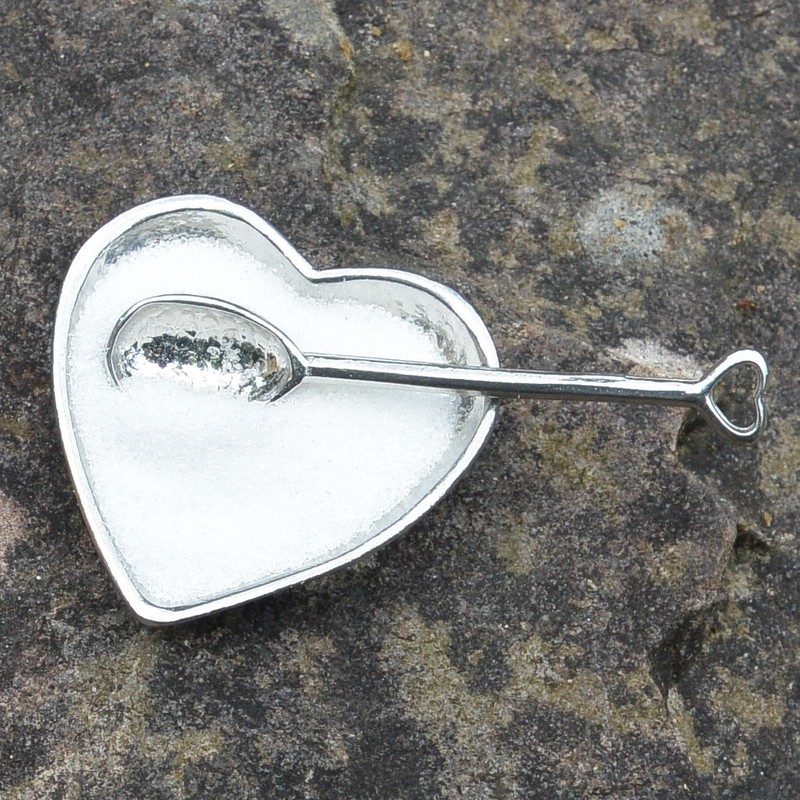 Heart Shaped Fine Pewter Salt Bowl With Salt Spoon, Handcast