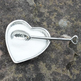 Heart Shaped Fine Pewter Salt Bowl With Salt Spoon, Handcast In Fine Pewter by William Sturt