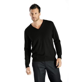 Cashmere Boutique 100% Pure Cashmere Pullover V Neck Sweater Men – Long Sleeve, Classic Style, Lightweight, Soft and Warm Men V Neck Sweater - Black, Medium
