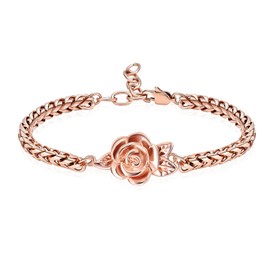 zeqingjw Cremation Jewelry Rose Flower Urn Bracelet for Ashes for Women Adjustable Keepsake Memorial Bracelet Urn Bangle Ashes Holder, 7.48-9.05 inches, Metal, stainless steel