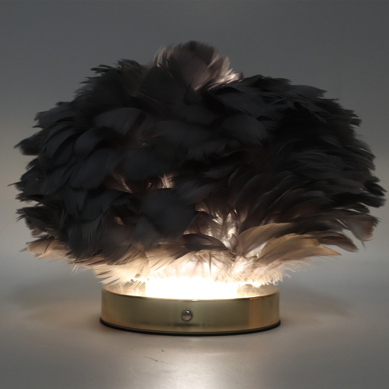 Feather Table Lamp Stepless Dimming USB Charging Touch Control LED