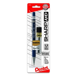 Pentel Sharp HD - Portaminas (1,3 mm), color azul oscuro, (1) recambio de plomo de polímero súper alto (AM13LBP)
