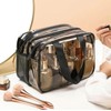 Clear Double-layer Travel Makeup Bag, Large Capacity Portable Cosmetic Toiletry