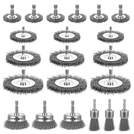 21 Packs Carbon Steel Wire Wheel Brush with 1/4-Inch Hex Shank Cup Pen Wheel Brush Set, Wire Brush for Drill for Rust Removal Scrub Surfaces Paint from Metal Wood