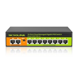 POE Switch, 10 Port Gigabit Switch, Easy Smart Cloud Managed Switch/Ethernet Splitter for Small Bessiness/Home Network & Power Management, Fanless & Metal Design, VLAN. (10 gigabit Ports|120w 8*POE+)