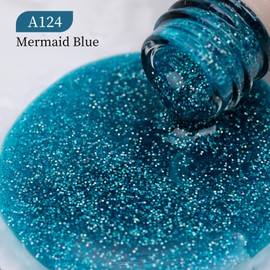 MAYCHAO 15ML Mermaid Blue Glitter Gel Nail Polish 1Pc Blue Gel Polish Soak off Gel Polish Nail Art Manicure Salon DIY at Home, 0.5 OZ