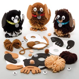Baker Ross FE365 Dog Pom Pom Craft Kit 3 Pack Kids DIY Fluffy Pom Pom