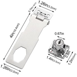 Tanbupu 2Pcs Keyed Locks 4 Inch Twist Knob Locking Hasp Stainless Steel with Screws for Gates,Doors,Cabinets, Closets and More (Sliver)