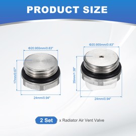 PATIKIL 2Set 1/2" BSP Male Thread Manual Radiator Air Vent Plug Valves Kits with Key, Nickel Plated Brass Plug for Radiator Heater, Silver White