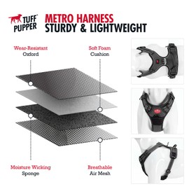 Tuff Pupper No Pull Easy Walk Dog Harness | Heavy Duty Pet Vest | Front & Back Leash Clips | Strong Safety Handle | Reflective Anti Pull Vest | Comfortable Padded Escape Proof Harness (Large, Black)