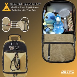 DBTAC Tactical Pet Travel Bag Small | Compact Pet Supplies Backpack for Small Dogs Cats Road Trip Outdoor Travel w/Insulated Pocket & 1x Lined Food Carrier, Tan